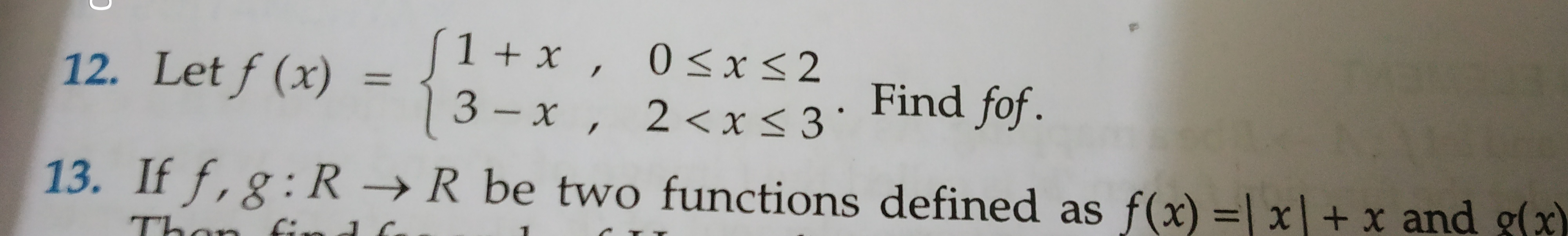 Question image for Find for fof(x). Find for for(x). Find for fof(x)